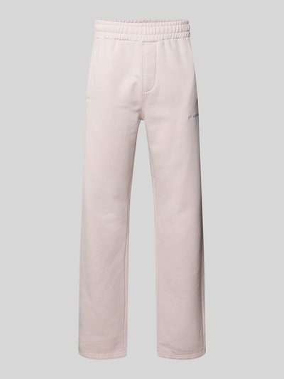 Produktfoto, Straight Fit Sweatpants mit Logo-Stitching von Pegador aus Baumwoll-Mix in Hellbeige, elastischer Bund, Eingrifftaschen, 80 cm Innenbeinlänge bei Größe M