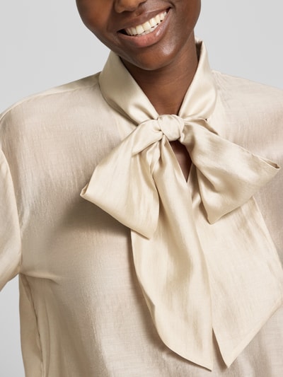 Stefanel Schluppenbluse aus Lyocell-Mix Modell 'BOW SHIRT' Beige 3