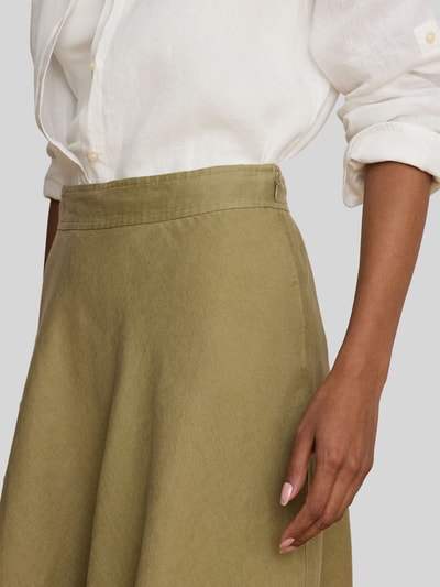 Lauren Ralph Lauren A-Linie Midi-Rock aus reinem Leinen Modell 'BENICE' Khaki 3