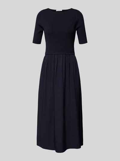 comma Sukienka midi z mieszanki wiskozy z okrągłym dekoltem Ciemnoniebieski 2