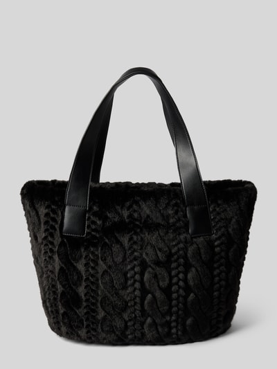 Liu Jo White Torba tote z obszyciem ze sztucznego futra Czarny 4