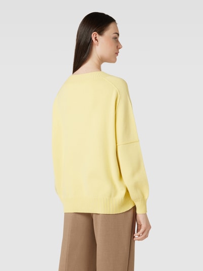 MAX&Co. Sweter z dzianiny ze szwami inside out model ‘BACHECA’ Pastelowy żółty 5