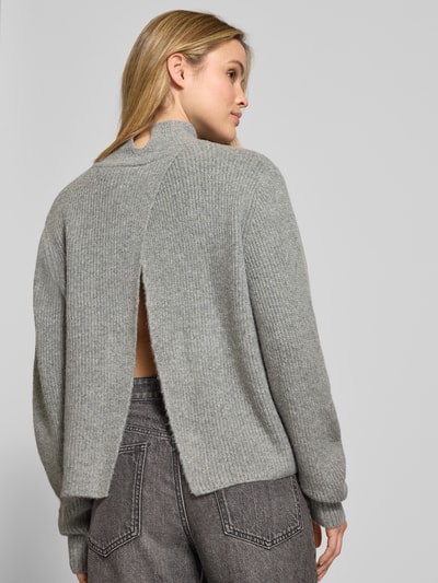 ICHI Strickpullover mit Stehkragen und überschnittenen Schultern Mittelgrau 3