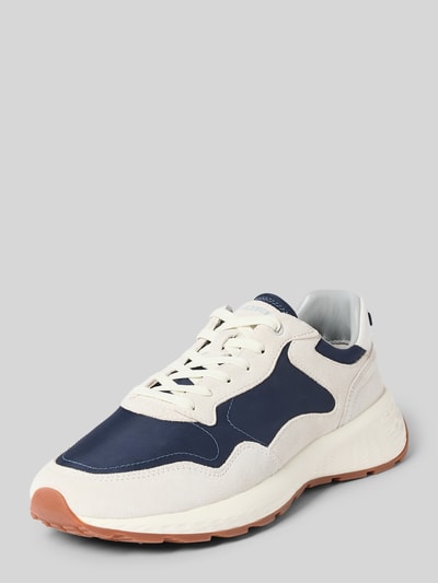 Produktfoto, Sneaker mit Label-Details Modell 'City' von HOFF, kolor granatowy i beżowy, zaokrąglony kształt, sznurowanie, strukturalna podeszwa, wysokość obcasa w rozmiarze 44: 5 cm, wysokość cholewki w rozmiarze 44: 7 cm, szerokość w rozmiarze 44: 8 cm