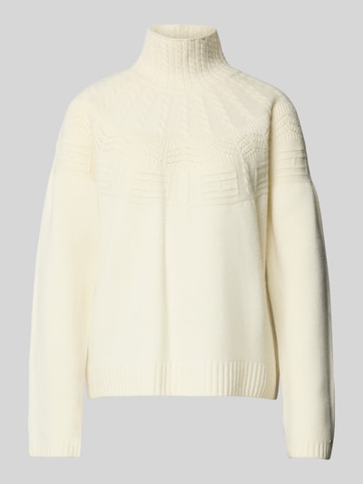 Tommy Hilfiger Relaxed fit coltrui van zuivere wol Ecru - 2