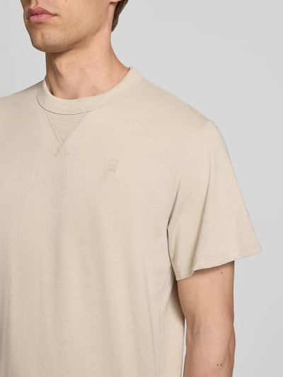 G-Star Raw T-Shirt mit Label-Stitching und Rundhalsausschnitt Beige 3