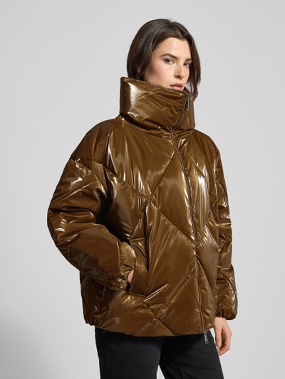 Stefanel Steppjacke mit Zweiwege-Reißverschluss Dunkelbraun 3