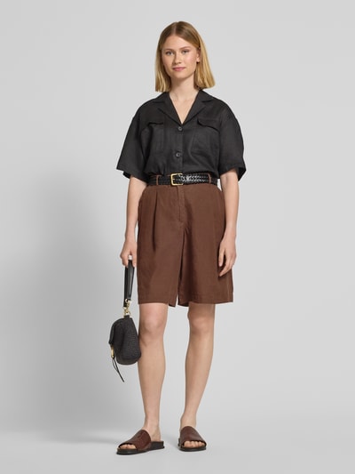 MAERZ Muenchen Bermuda van linnen met paspelzakken Middenbruin - 1