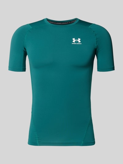 Produktfoto, Slim Fit T-Shirt mit Logo-Print von Under Armour in Türkis, elastischer Material-Mix, Rundhalsausschnitt, gerade Form