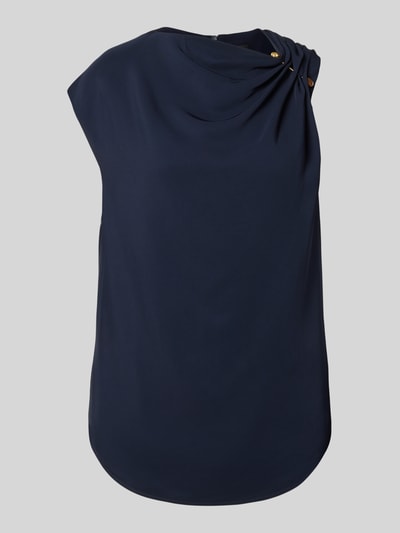 Productfoto, Regular Fit blouse met korte mouwen van viscosemix model 'BANNEA' van BOSS in donkerblauw, dames blouse.