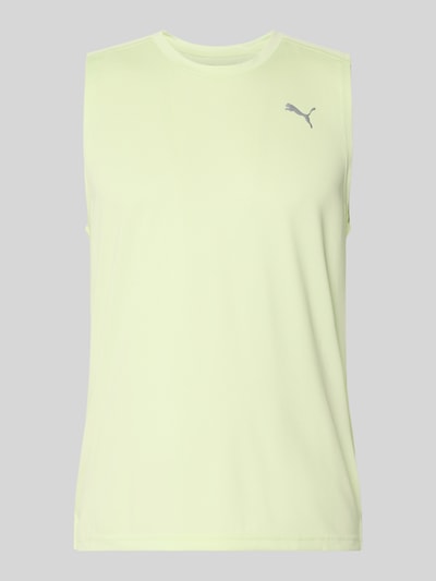 Produktfoto, Top mit Logo und Rundhalsausschnitt von PUMA PERFORMANCE, jasnożółty, krój regular fit, logo, długość pleców w rozmiarze M: 71 cm