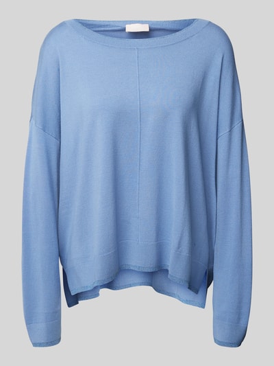 Liu Jo White Oversized Strickpullover mit Rundhalsausschnitt Hellblau 2