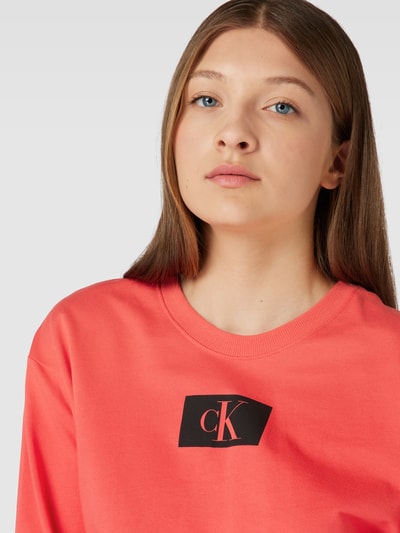 Calvin Klein Underwear Sweatshirt van katoen met labeldetail Koraal - 3