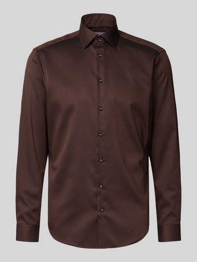 Christian Berg Men Regular Fit Business-Hemd aus reiner Baumwolle mit Kentkragen Mittelbraun 2