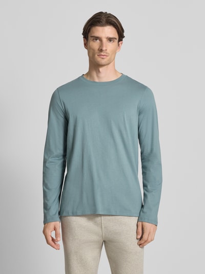 Schiesser Shirt met lange mouwen en geribde ronde hals Aquablauw - 4