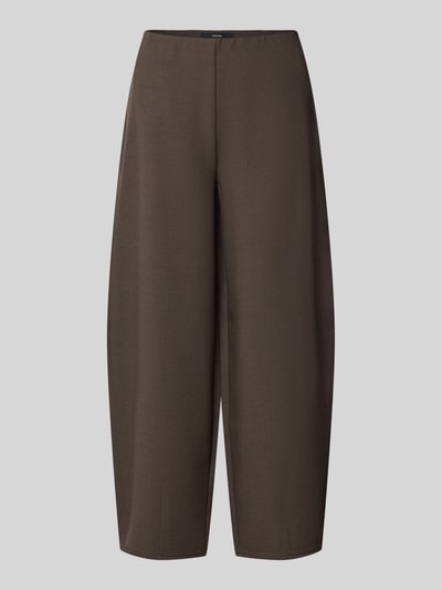 Produktfoto, Barrel Fit Stoffhose Modell 'Curilo' von someday, braun, lockere Form, glatte Textur, elastischer Bund, seitliche Taschen, Material-Mix mit Viskose-Anteil, 76 cm Bundweite, 68 cm Innenbeinlänge Größe 36.