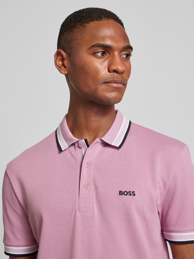 BOSS Green Regular fit poloshirt met labelstitching, model 'PADDY' Oudroze - 3