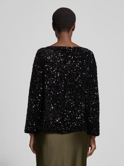 VILA Blusenshirt mit Paillettenbesatz Modell 'FAITH' Black 5