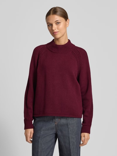 Oui Gebreide pullover met opstaande kraag Bordeaux - 4