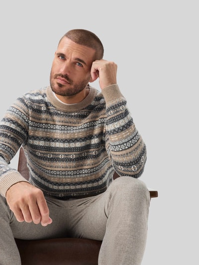 Brax Kaschmirpullover mit Rundhalsausschnitt Modell 'Rick' Mittelbraun 3