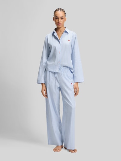 HUGO Loose Fit Pyjama-Oberteil aus Baumwoll-Viskose-Mix Modell 'DREEM' Hellblau 1