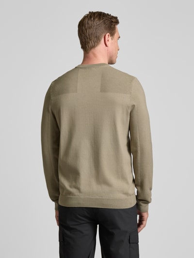 BOSS Green Strickpullover mit gerippten Abschlüssen Modell 'Momentum' Beige 5