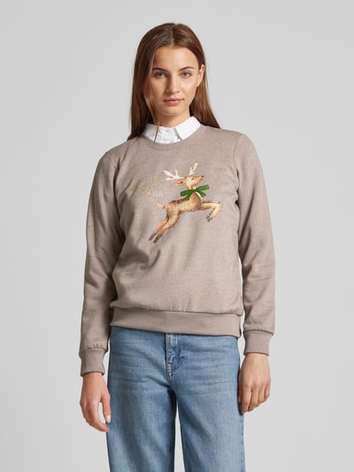 G&C Sweatshirt mit Motiv-Print Taupe Melange 4