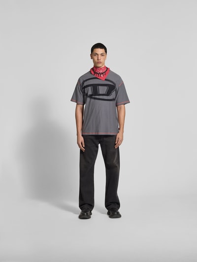 Diesel T-Shirt mit Label-Detail Graphit 1