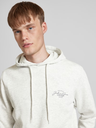 Jack & Jones Hoodie met labelprint, model 'FERRIS' Offwhite gemêleerd - 3