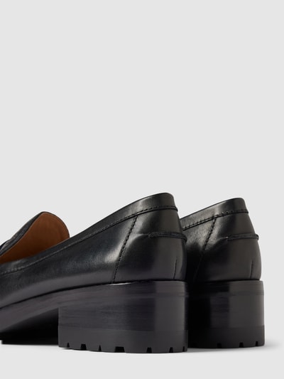 Lauren Ralph Lauren Penny loafers van leer met labeldetail, model 'WREN' Zwart - 2