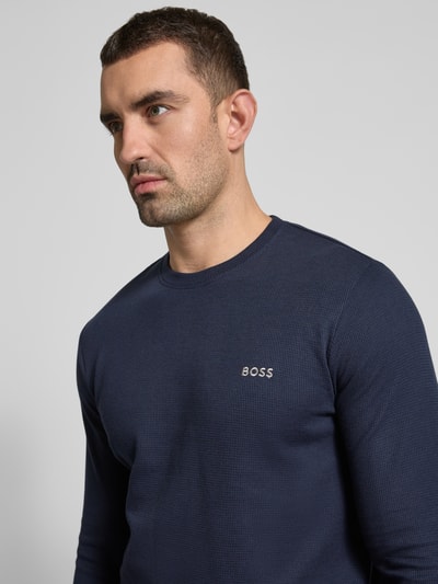 BOSS Longsleeve mit Label-Stitching Marine 3