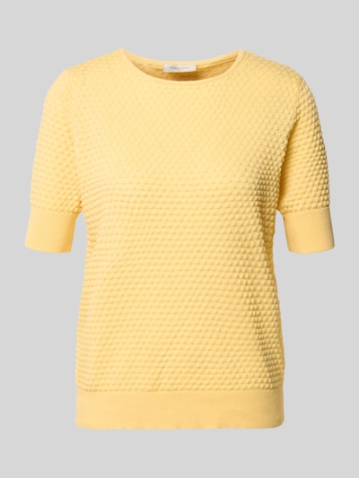 Produktfoto, gelber Strickpullover mit 1/2-Arm Modell 'Dodo' von FREE/QUENT, Strukturmuster, reine Baumwolle, Regular Fit, Rundhalsausschnitt