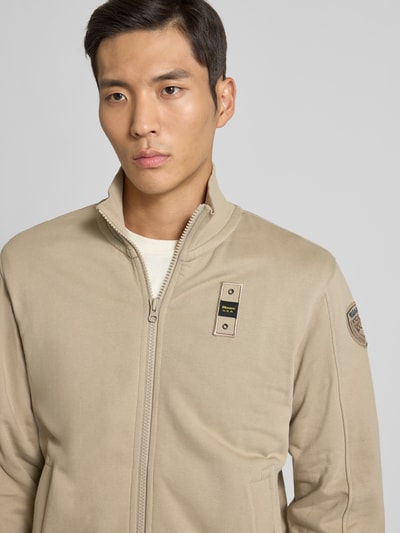 Blauer Usa Sweatjack met opstaande kraag en labelstitching, model 'CITY' Beige - 3