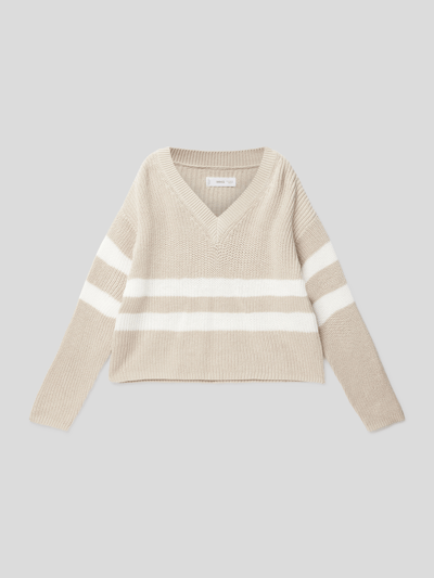 Mango Strickpullover mit Streifenmuster Modell 'tolouse' Beige 1