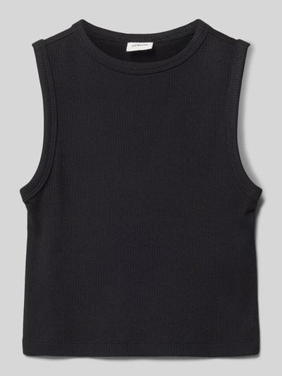 s.Oliver RED LABEL Regular Fit Tanktop aus Viskose-Mix in Ripp-Optik Black 1