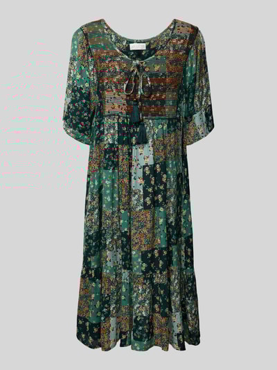 Apricot Knielanges Kleid mit Schlüsselloch-Ausschnitt Dunkelgruen 2