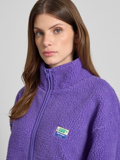 American Vintage Kurtka z polaru ze stójką i detalem z logo model ‘HOKTOWN’ Purpurowy 3