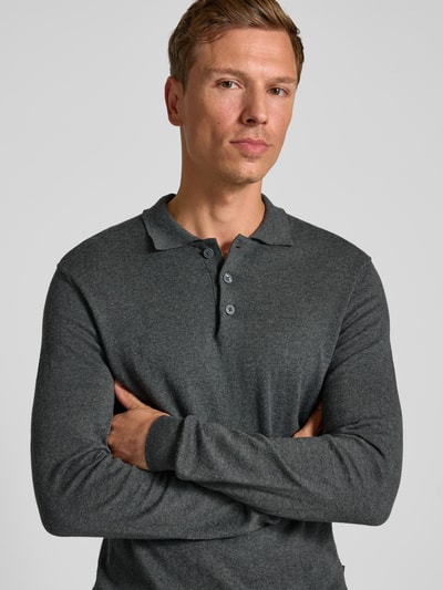 Casual Friday Gebreide pullover met kasjmier en polokraag, model 'FRODE' Donkergrijs - 3
