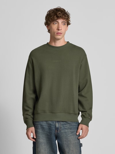 Tommy Jeans Regular Fit Sweatshirt mit Waffel-Struktur Dunkelgruen 4