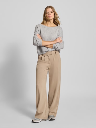 Review Gebreide pullover met diepe boothals Lichtgrijs gemêleerd - 1