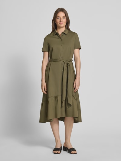 ROBE LÉGÈRE Sukienka koszulowa z wiązanym paskiem Khaki 4