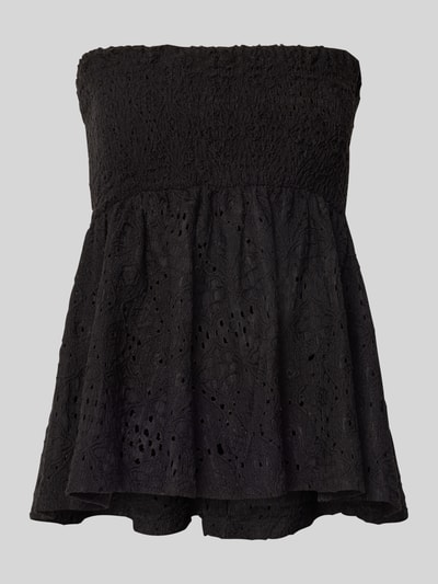 Only Regular fit top met broderie anglaise, model 'LLUZ' Zwart - 2