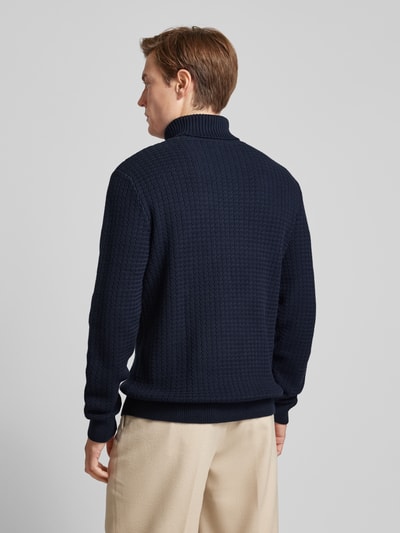 SELECTED HOMME Rollkragenpullover mit Strukturmuster Modell 'ZIG' Dunkelblau 5