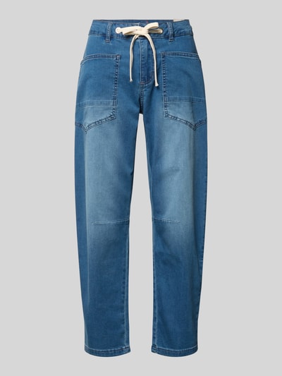 Produktfoto, Barrel Fit Jeans mit Schnürung von Buena Vista in Blau, Baumwoll-Mix mit Stretch-Anteil, AufgesetzteTaschen, Damen Jeans