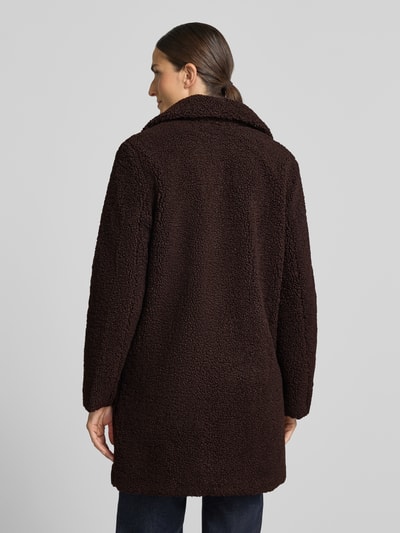 VERO MODA Płaszcz teddy z szerokim kołnierzem z połami Czekoladowy 5
