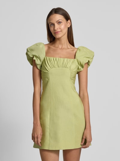 Forever New Cocktailjurk van linnenmix met pofmouwen, model 'Aspen Ruched' Lichtgroen - 4