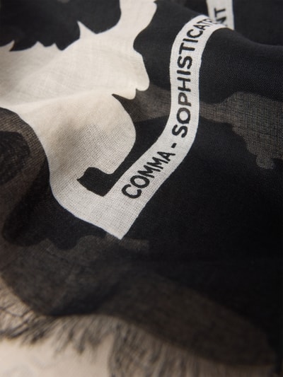 COMMA Sjaal met franjes in een all-over look Marineblauw - 2