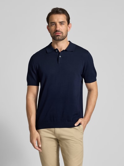 Christian Berg Men Regular Fit Poloshirt mit kurzer Knopfleiste Marine 4