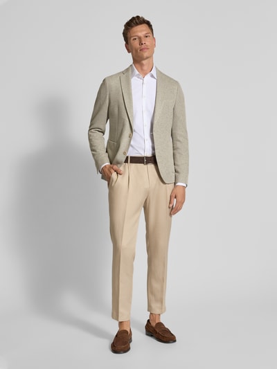 s.Oliver BLACK LABEL Slim Fit Anzugsakko aus meliertem Jersey Beige 1
