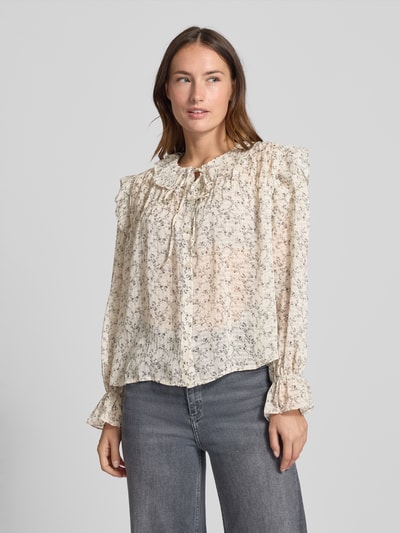 Vero Moda Bluzka o kroju regular fit z wykładanym kołnierzem model ‘PETRA’ Écru 4